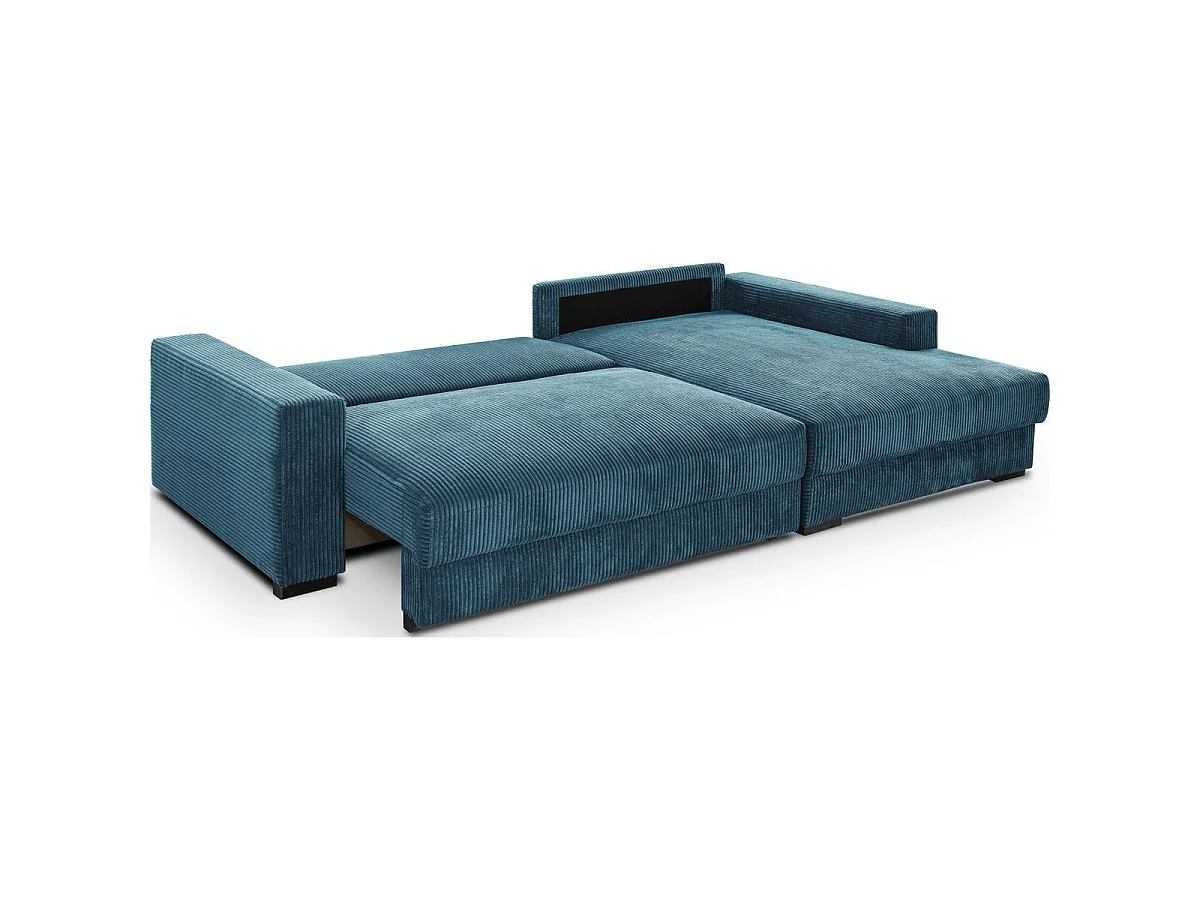 Canapé d'angle convertible 3 places avec coffre en velours gris