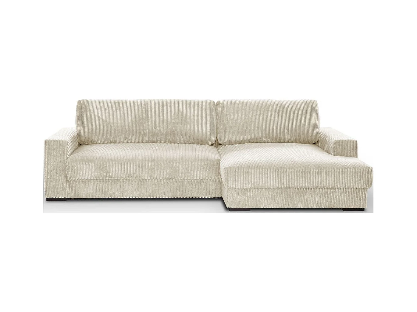 Canapé d'angle à droite convertible 3 places avec coffre en velours côtelé beige - Arty