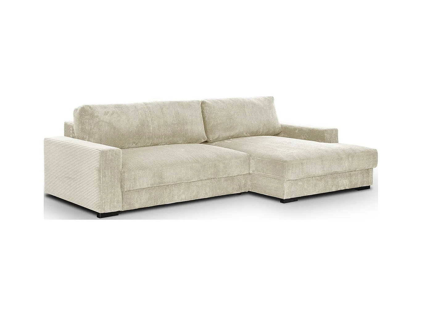 Canapé d'angle à droite convertible 3 places avec coffre en velours côtelé beige - Arty