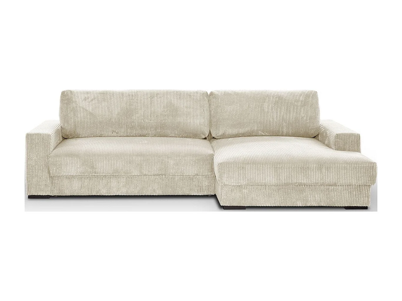 Canapé d'angle à droite convertible 3 places avec coffre en velours côtelé beige - Arty