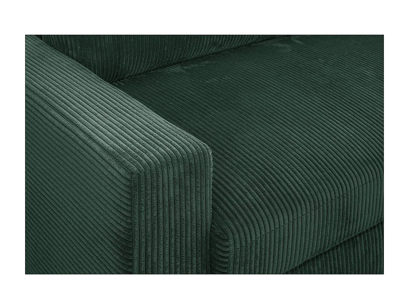 Canapé d'angle à droite convertible 3 places avec coffre en velours côtelé vert foncé - Arty