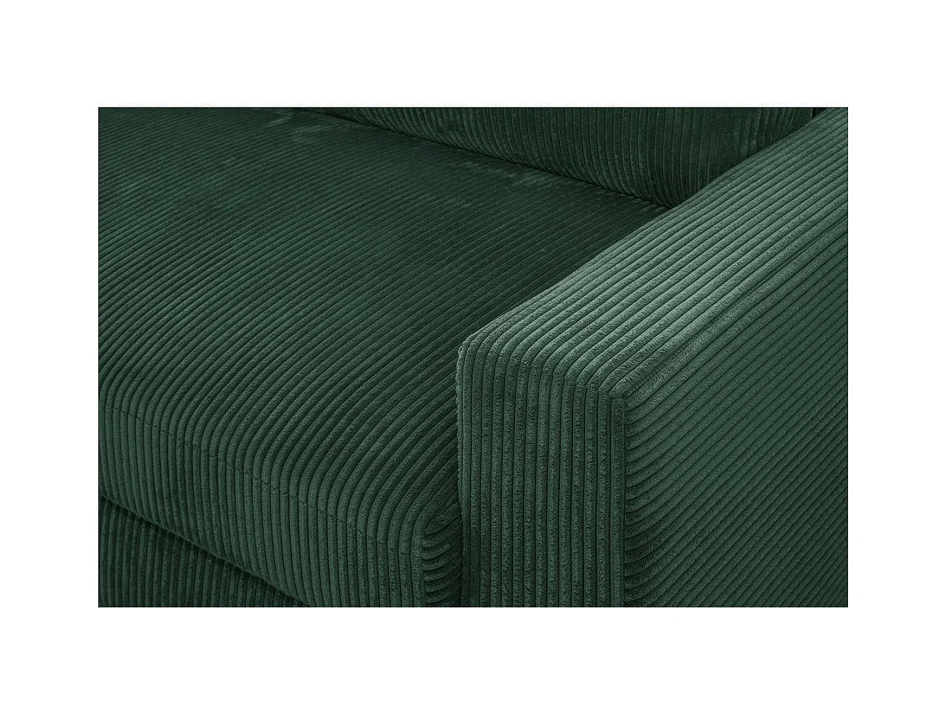 Canapé d'angle à gauche convertible 3 places avec coffre en velours côtelé vert foncé - Arty