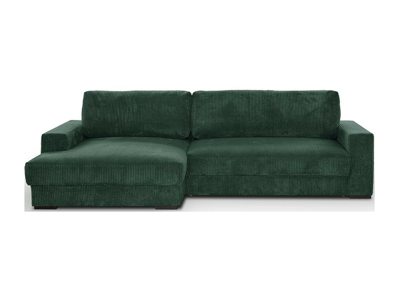Canapé d'angle à gauche convertible 3 places avec coffre en velours côtelé vert foncé - Arty