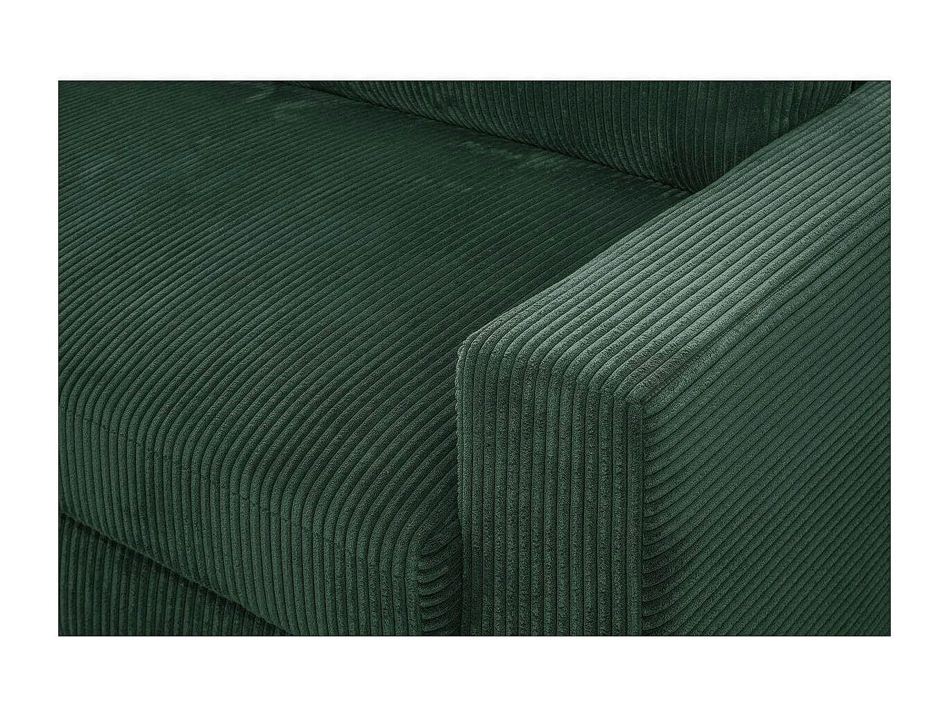 Canapé d'angle à gauche convertible 3 places avec coffre en velours côtelé vert foncé - Arty