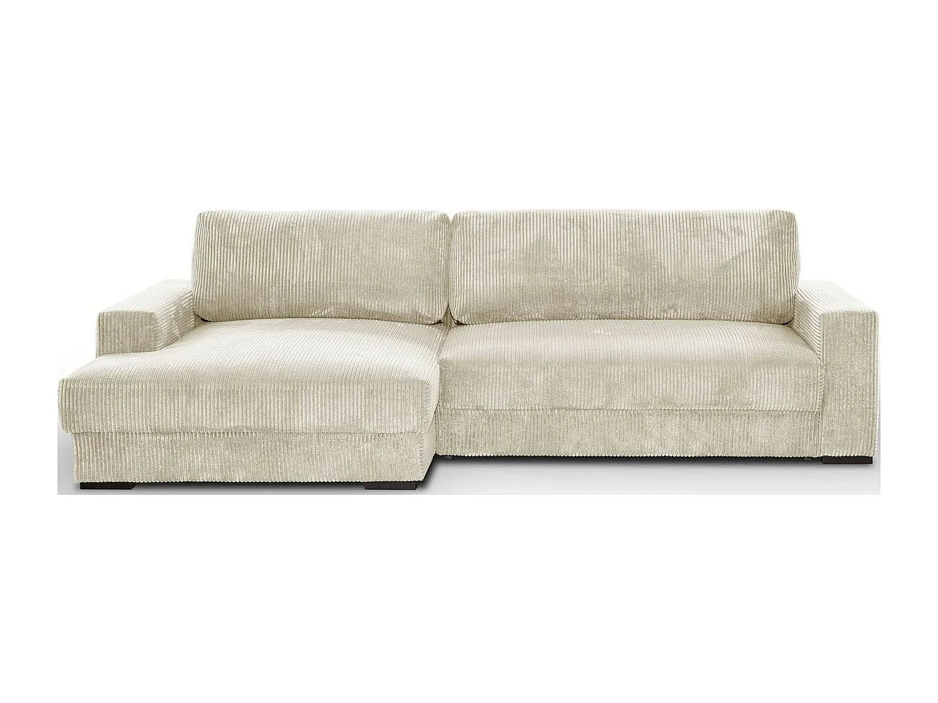 Canapé d'angle à gauche convertible 3 places avec coffre en velours côtelé beige - Arty