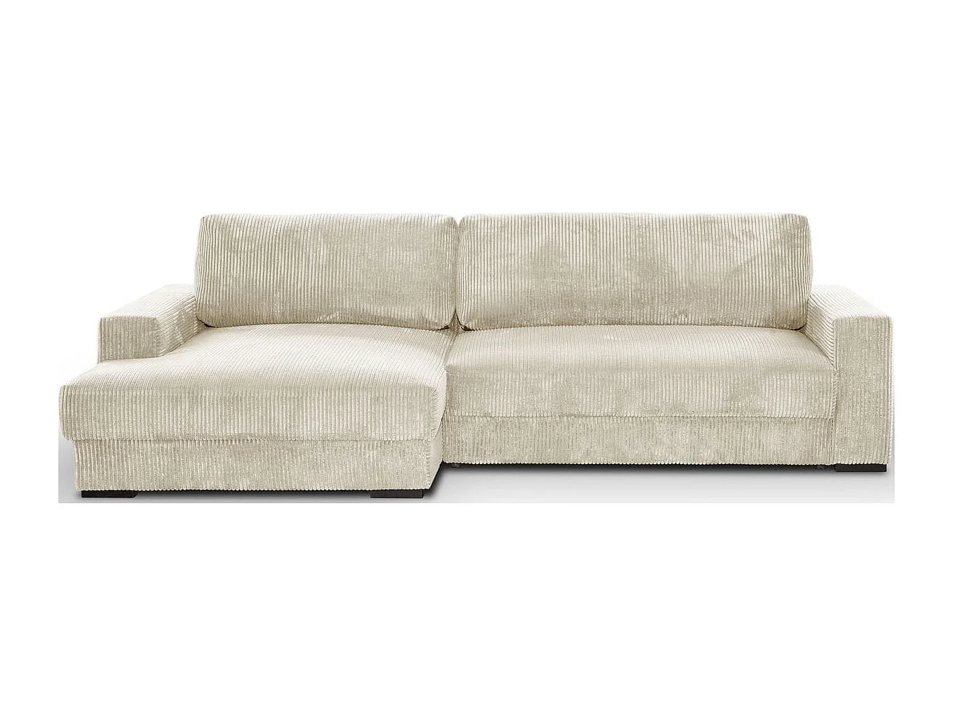 Canapé d'angle à gauche convertible 3 places avec coffre en velours côtelé beige - Arty