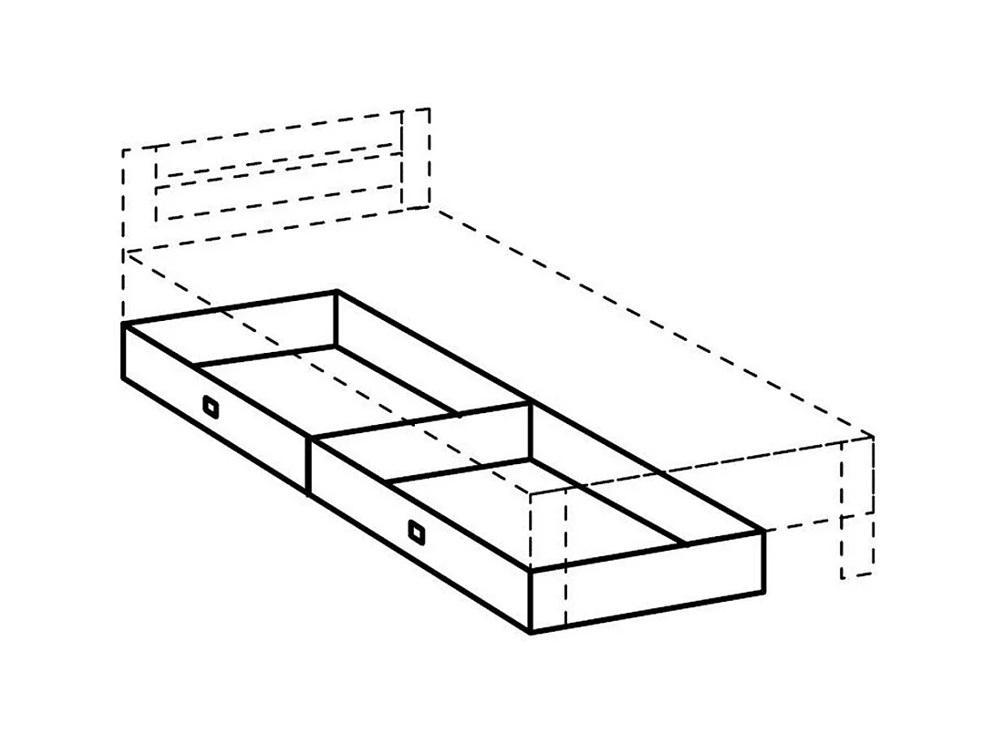 Lit 120 x 200 avec lot de 2 tiroirs - L126 cm