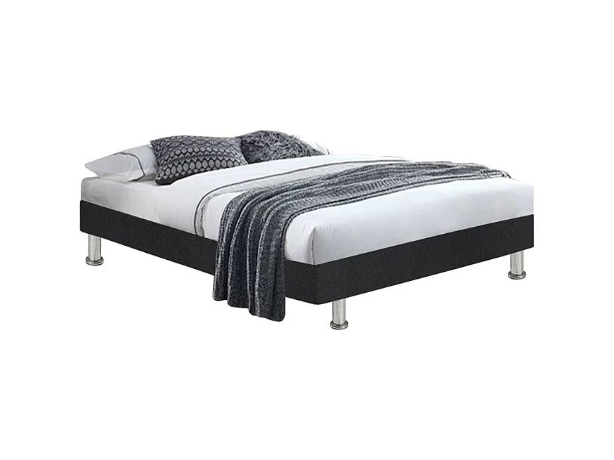 Pack lit 90 x 190 cm sommier simili noir + matelas - REMIMOS