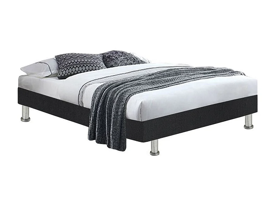 Pack lit 90 x 190 cm sommier simili noir + matelas - REMIMOS