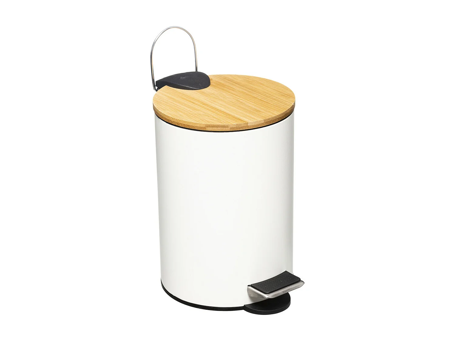 Farbiger Mülleimer mit Bambusdeckel. 3 l