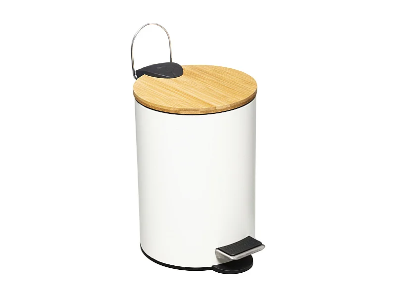 Farbiger Mülleimer mit Bambusdeckel. 3 l