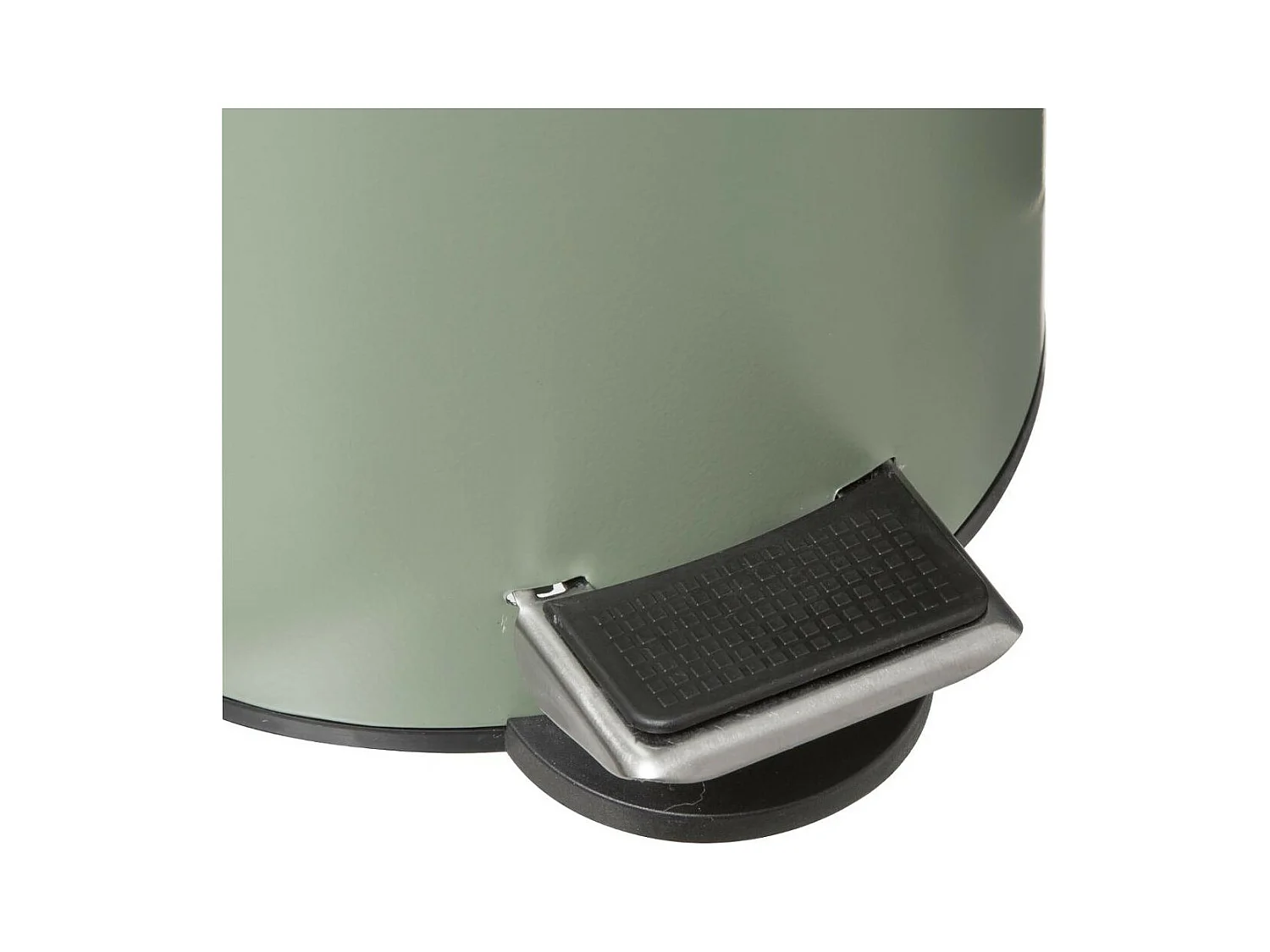 Poubelle de salle de bain en métal Vert Kaki et couvercle en Bambou 3 L