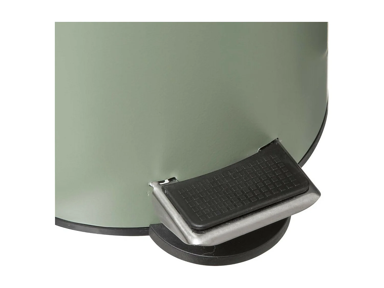 Poubelle de salle de bain en métal Vert Kaki et couvercle en Bambou 3 L