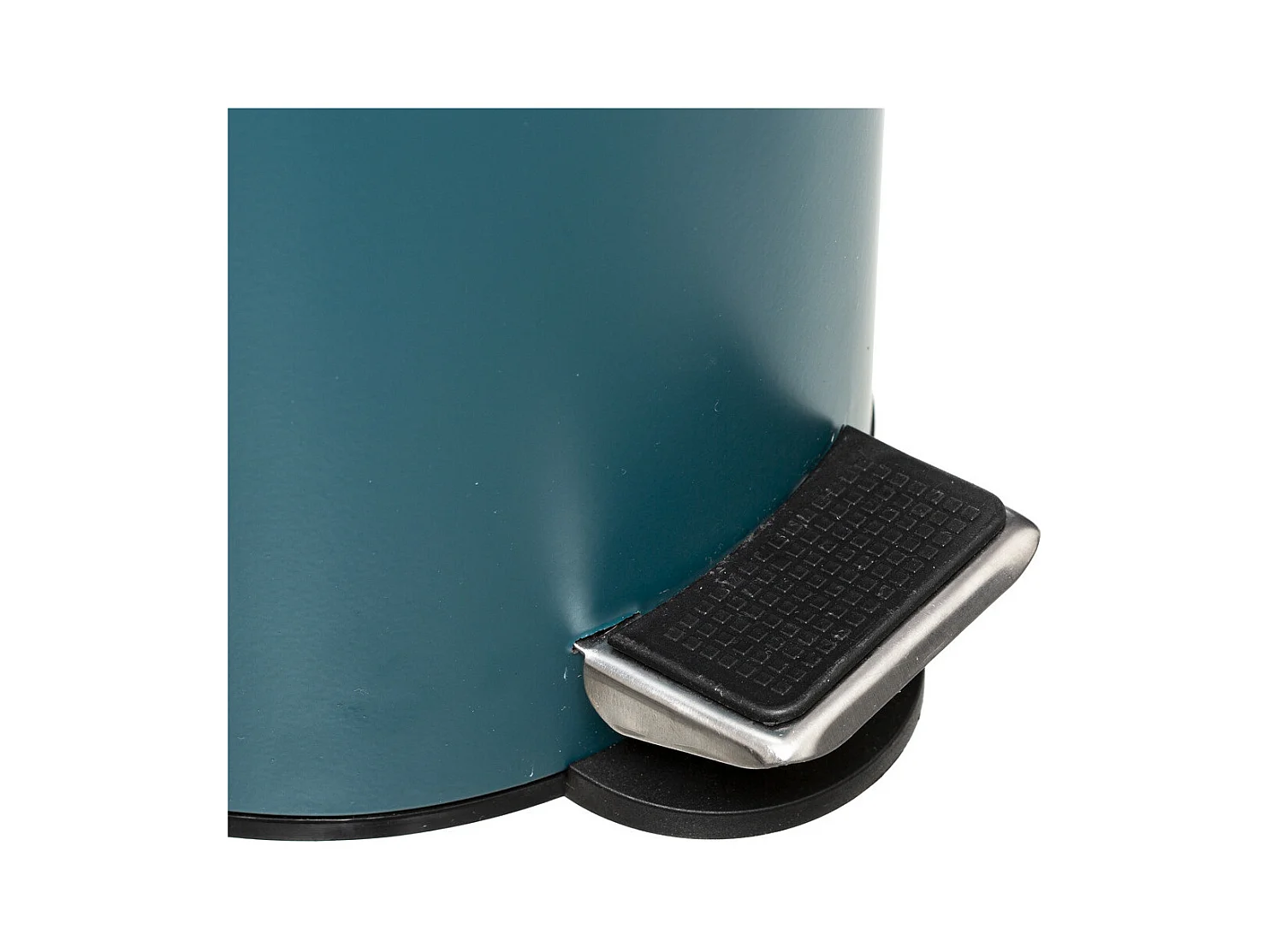 Kosz na Śmieci Łazienkowy z Metalu w Kolorze Petrolu z Pokrywką z Bambusa 3L