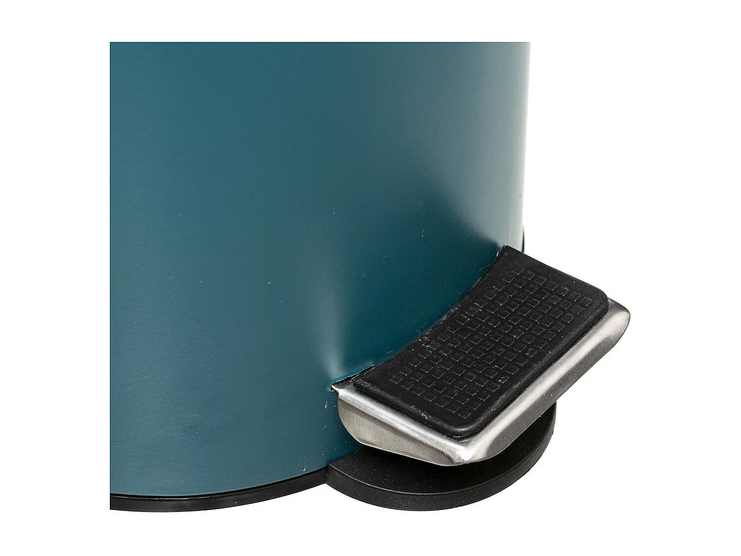 Poubelle de salle de bain en métal Bleu pétrole et couvercle en Bambou 3 L