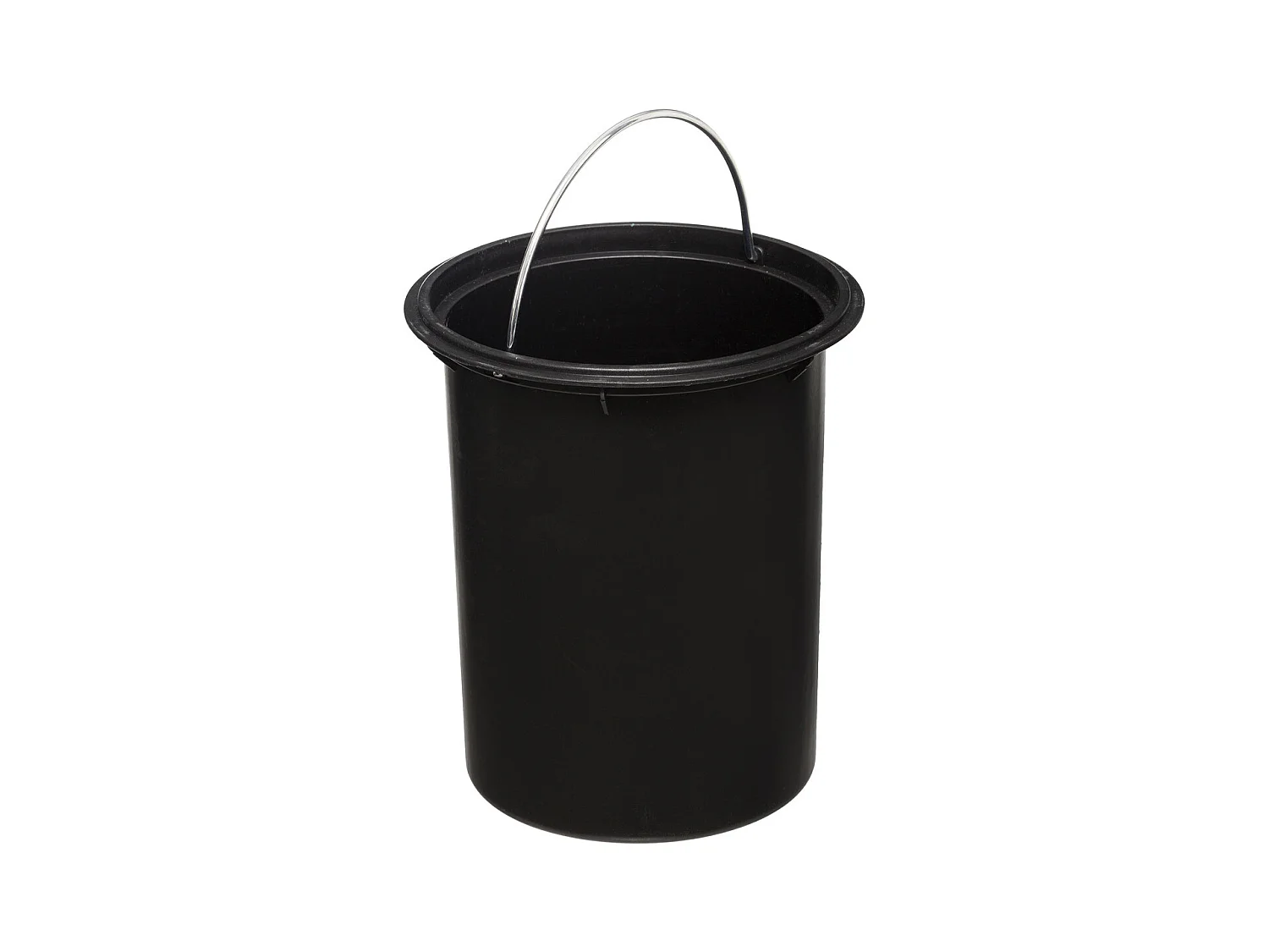 Poubelle de salle de bain en métal Noir charbon et couvercle en Bambou 3 L