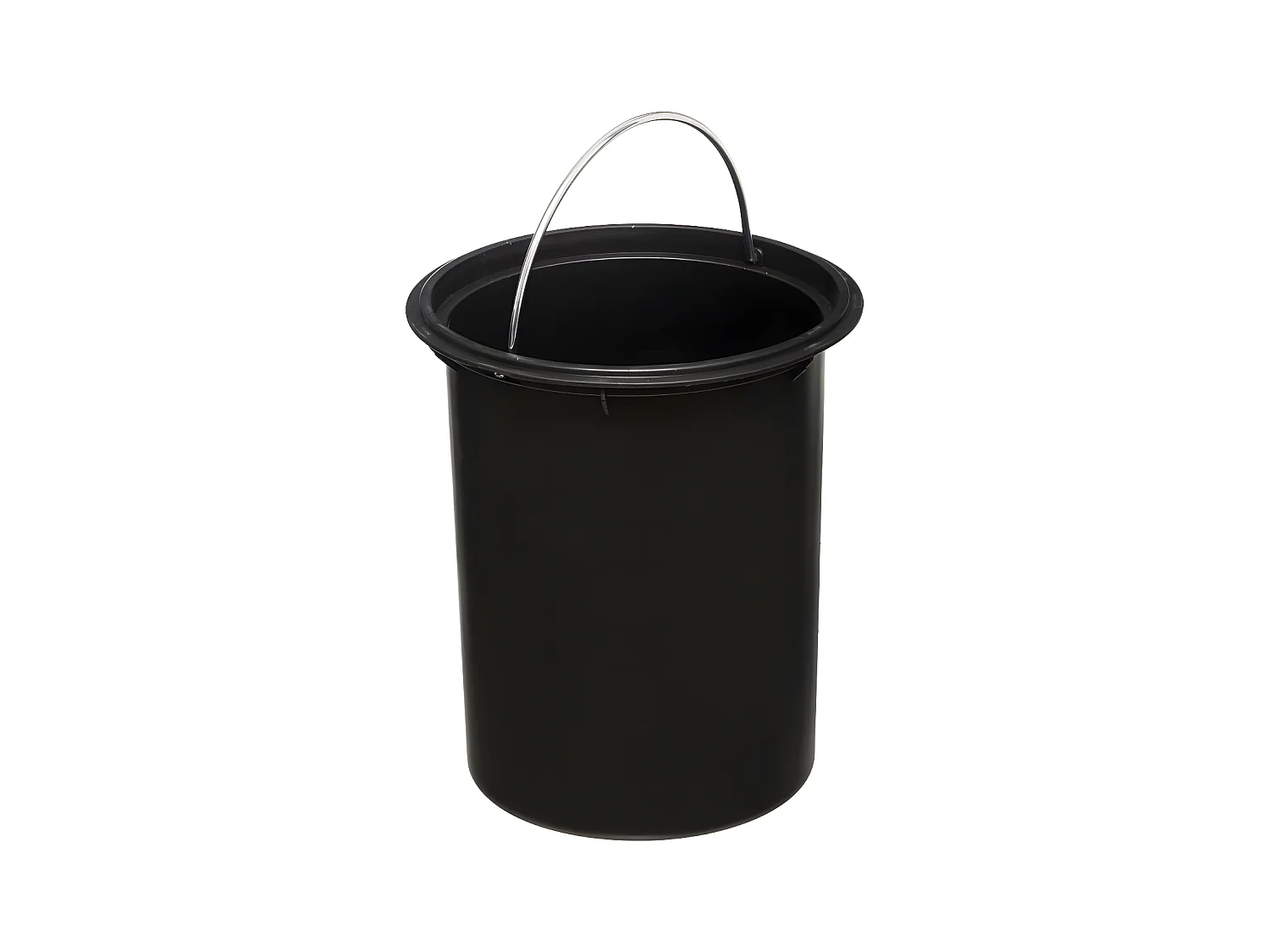 Poubelle de salle de bain en métal Noir charbon et couvercle en Bambou 3 L