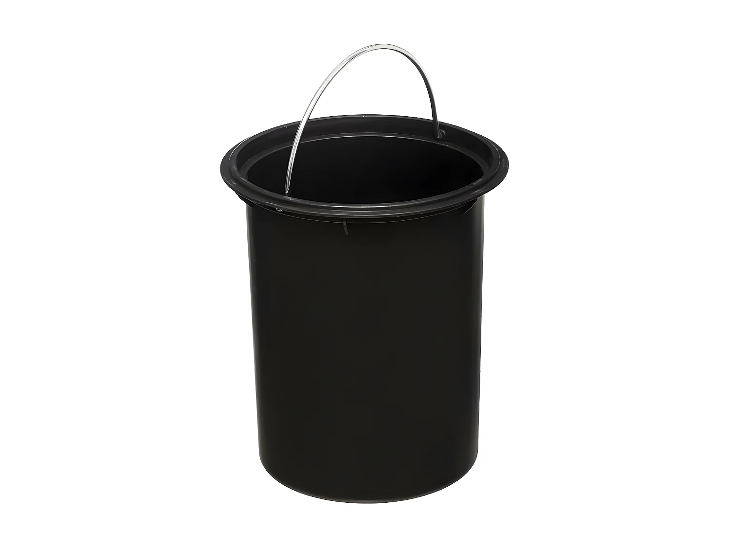 Poubelle de salle de bain en métal Noir charbon et couvercle en Bambou 3 L