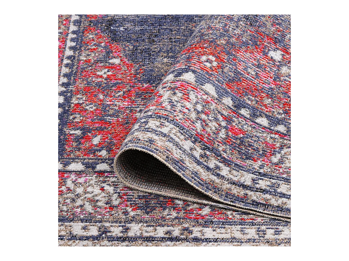 Tapis extérieur 200x280 tissé kilim rouge et brun OZLEM