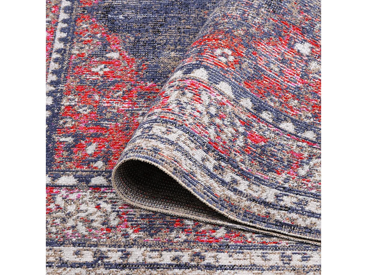 Tapis extérieur 200x280 tissé kilim rouge et brun OZLEM