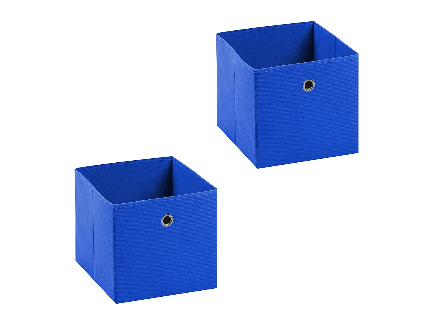 Lot de 2 boites en tissu bleu ELA boîte de rangement ouverte avec poignée dim 27 x 27 x 27 cm, pour linge jouets vêtements