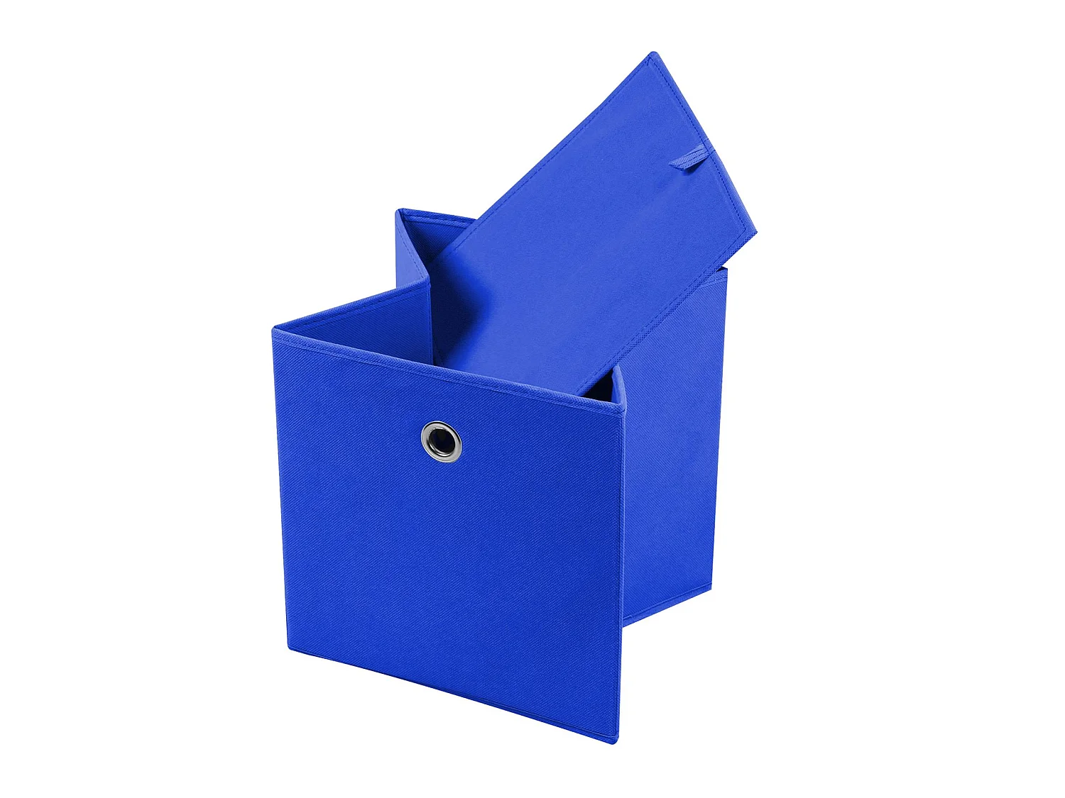 Lot de 2 boites en tissu bleu ELA boîte de rangement ouverte avec poignée dim 27 x 27 x 27 cm, pour linge jouets vêtements