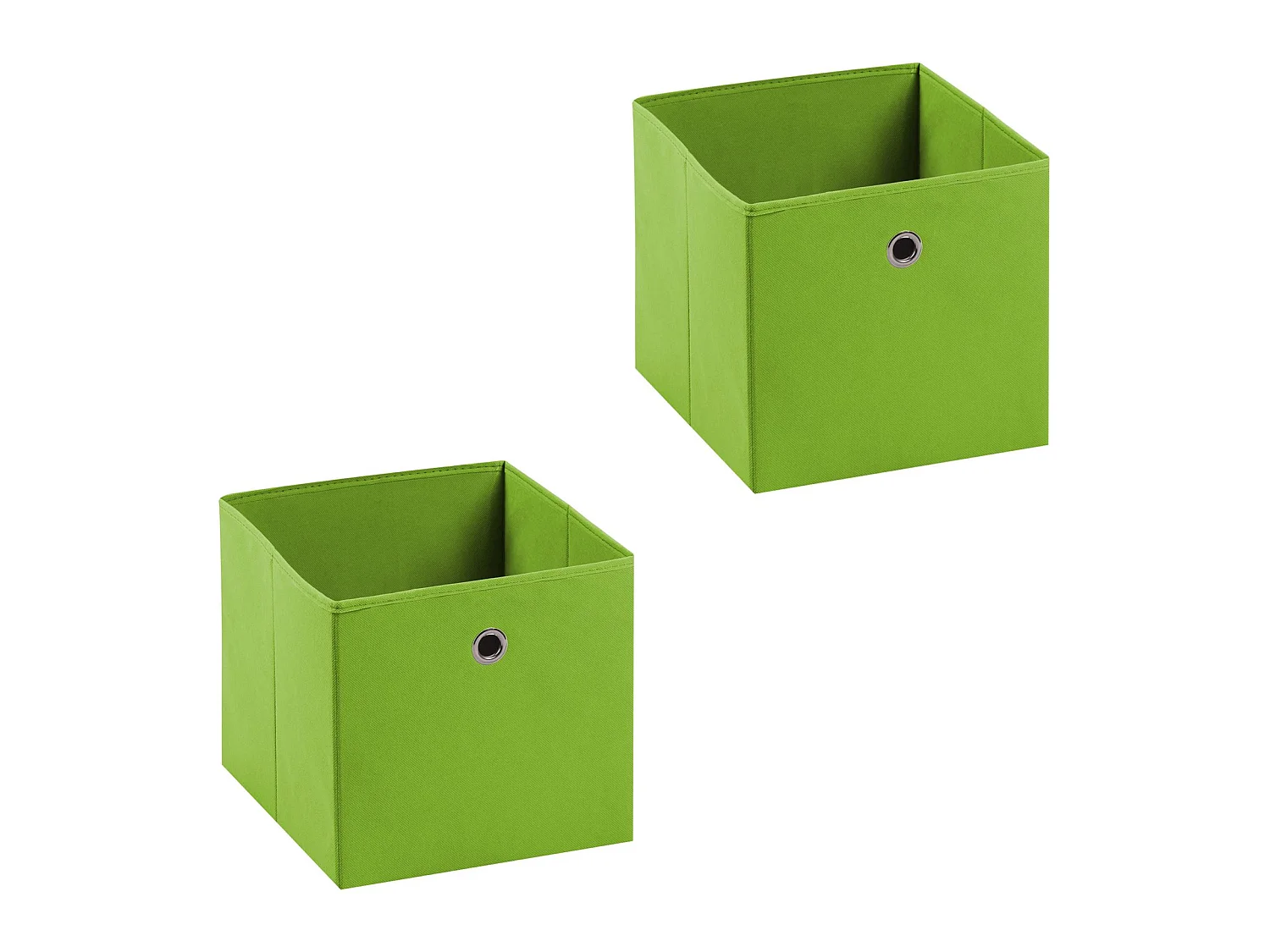 Lot de 2 boites en tissu vert ELA boîte de rangement ouverte avec poignée dim 27 x 27 x 27 cm, pour linge jouets vêtements