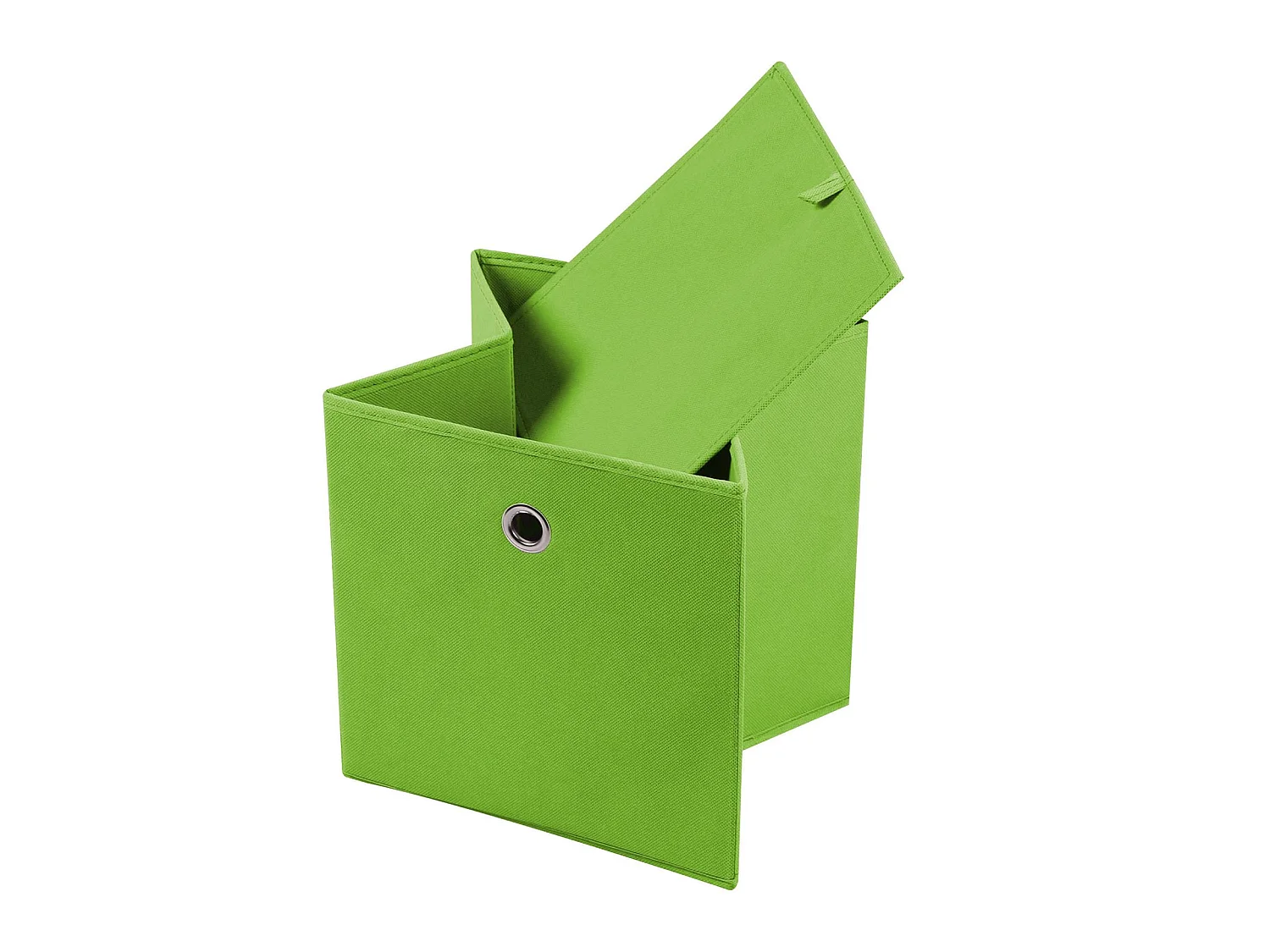 Lot de 2 boites en tissu vert ELA boîte de rangement ouverte avec poignée dim 27 x 27 x 27 cm, pour linge jouets vêtements