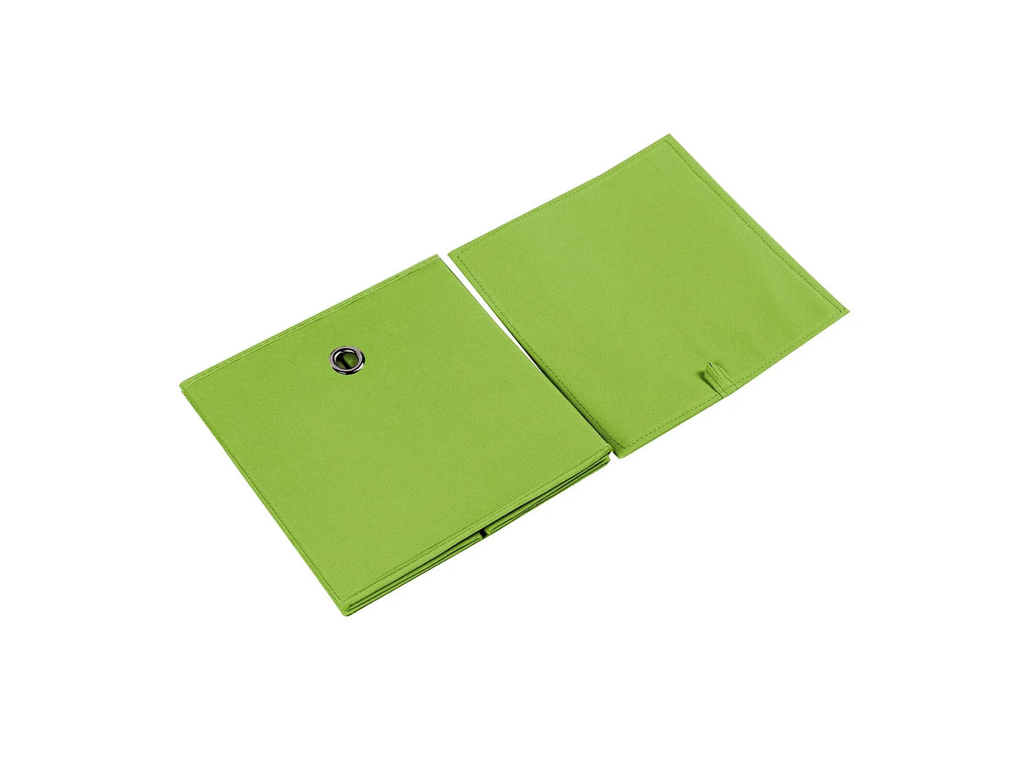 Lot de 2 boites en tissu vert ELA boîte de rangement ouverte avec poignée dim 27 x 27 x 27 cm, pour linge jouets vêtements