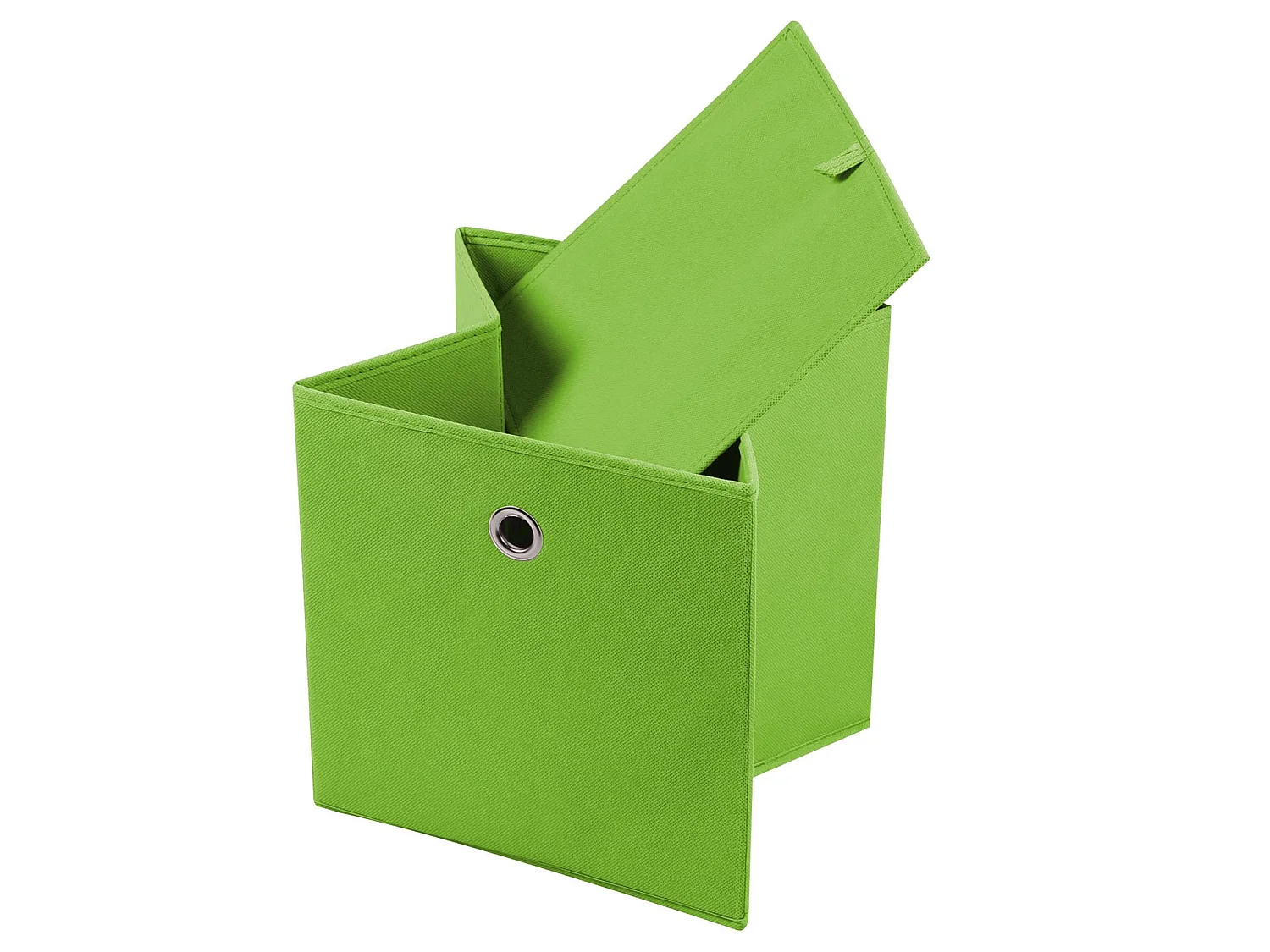 Lot de 2 boites en tissu vert ELA boîte de rangement ouverte avec poignée dim 27 x 27 x 27 cm, pour linge jouets vêtements