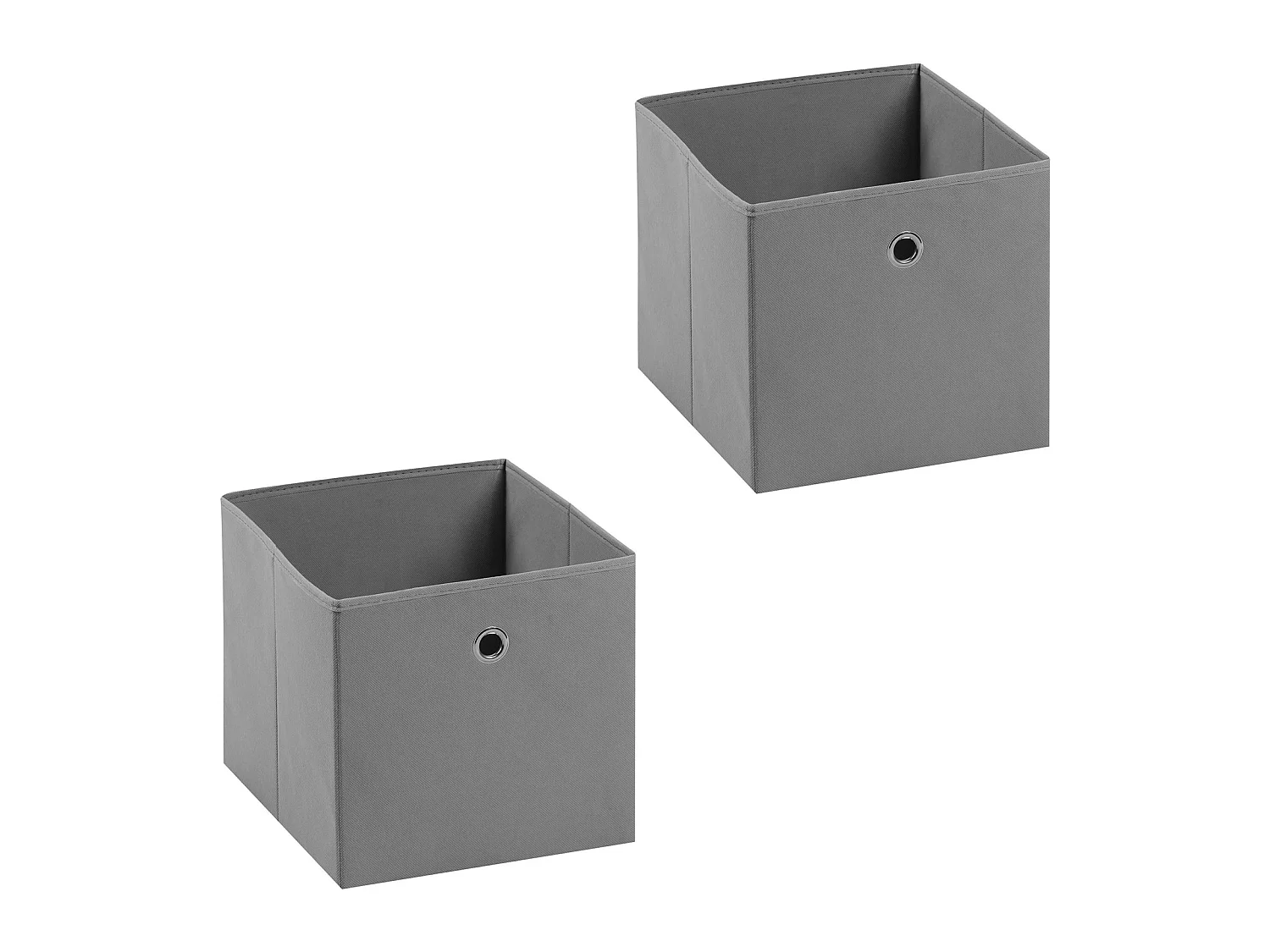 Lot de 2 boites en tissu gris ELA boîte de rangement ouverte avec poignée dim 27 x 27 x 27 cm, pour linge jouets vêtements