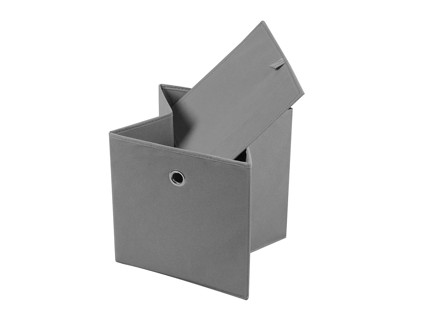 Lot de 2 boites en tissu gris ELA boîte de rangement ouverte avec poignée dim 27 x 27 x 27 cm, pour linge jouets vêtements