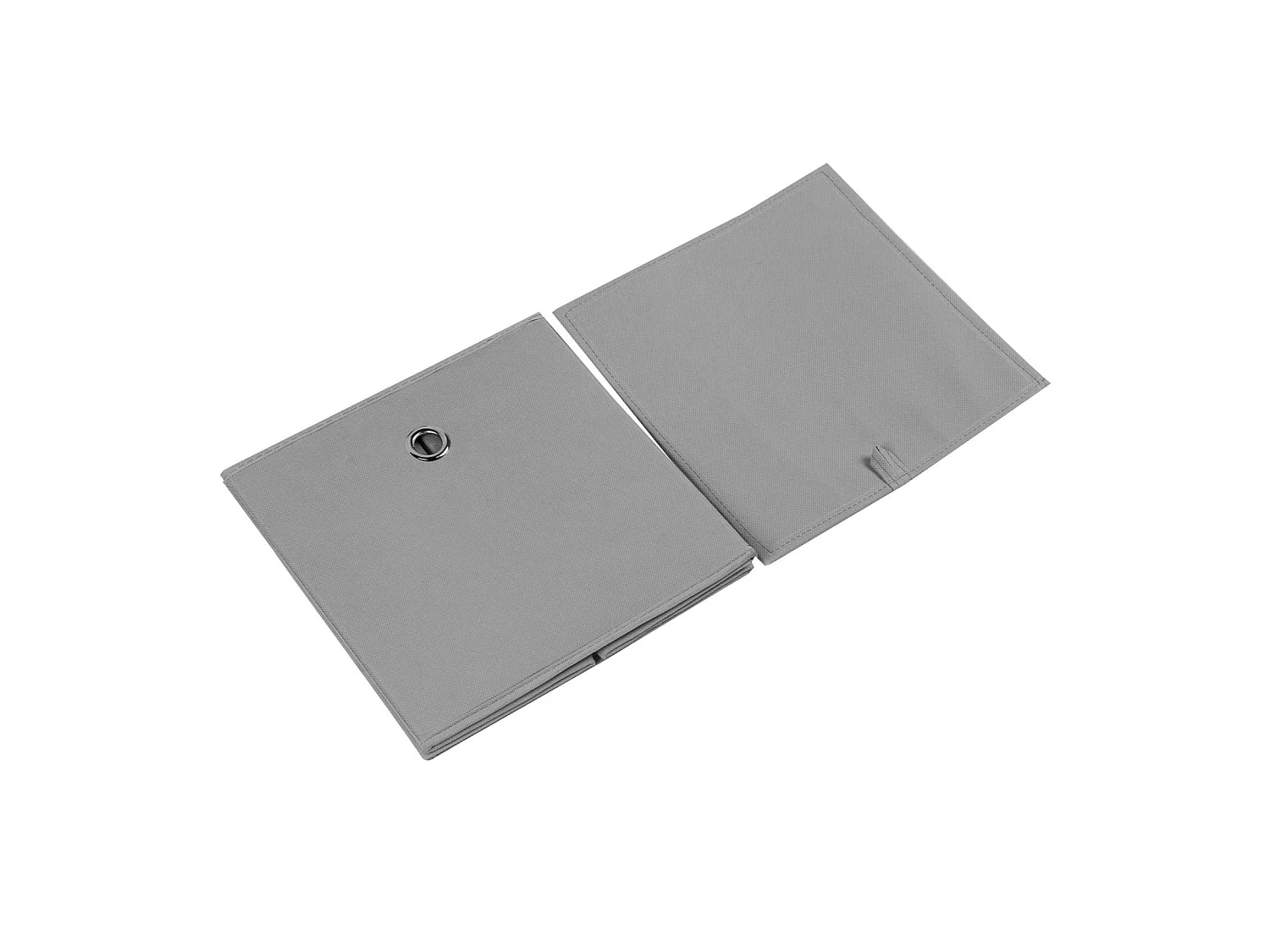 Lot de 2 boites en tissu gris ELA boîte de rangement ouverte avec poignée dim 27 x 27 x 27 cm, pour linge jouets vêtements