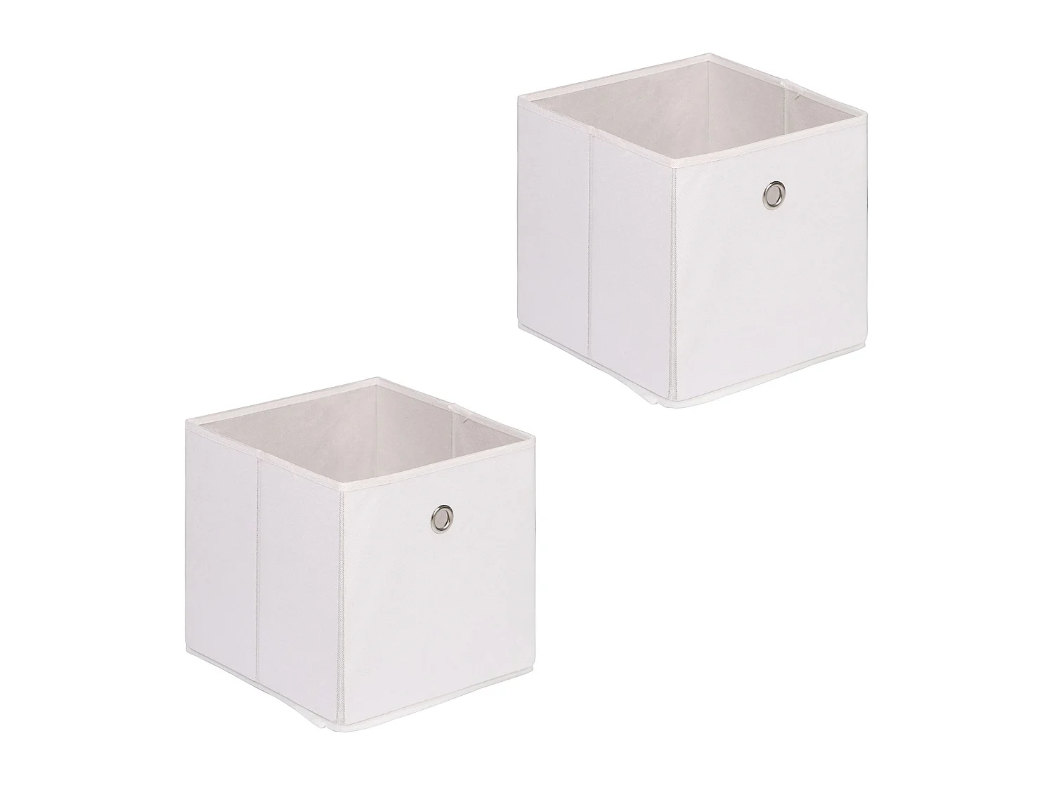 Lot de 2 boites en tissu blanc ELA boîte de rangement ouverte avec poignée dim 27 x 27 x 27 cm, pour linge jouets vêtements