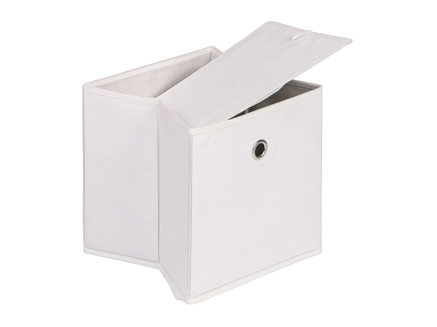 Lot de 2 boites en tissu blanc ELA boîte de rangement ouverte avec poignée dim 27 x 27 x 27 cm, pour linge jouets vêtements