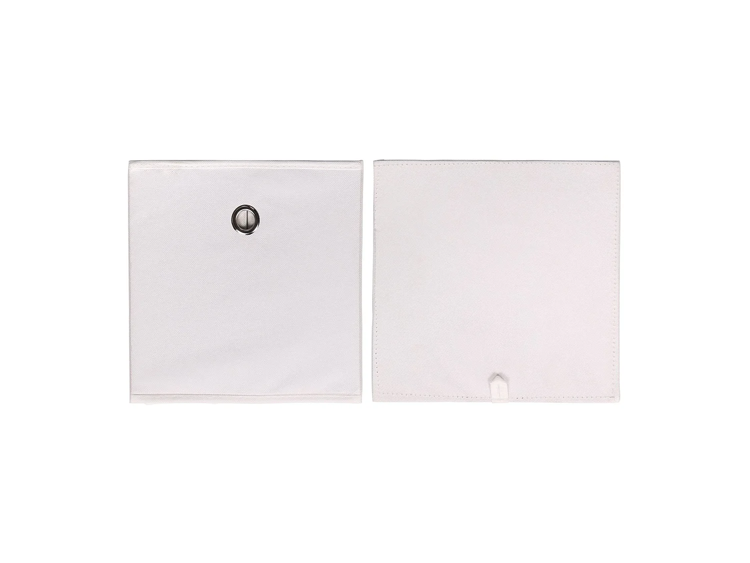 Lot de 2 boites en tissu blanc ELA boîte de rangement ouverte avec poignée dim 27 x 27 x 27 cm, pour linge jouets vêtements