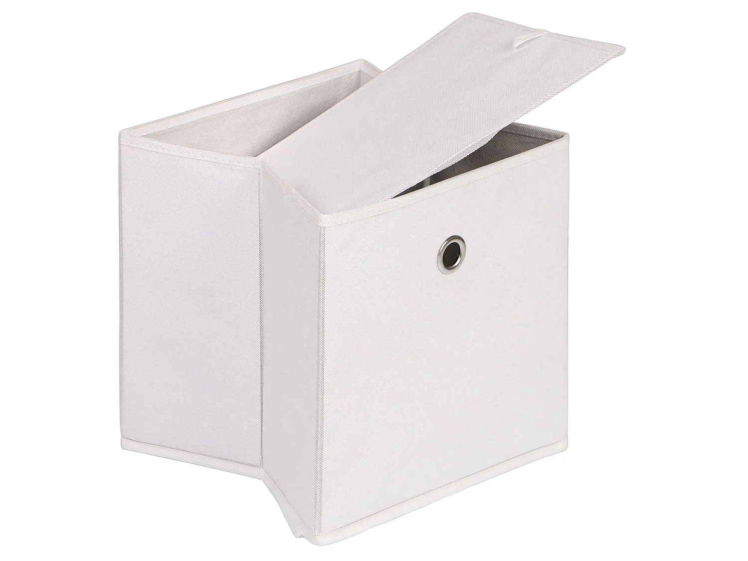Lot de 2 boites en tissu blanc ELA boîte de rangement ouverte avec poignée dim 27 x 27 x 27 cm, pour linge jouets vêtements
