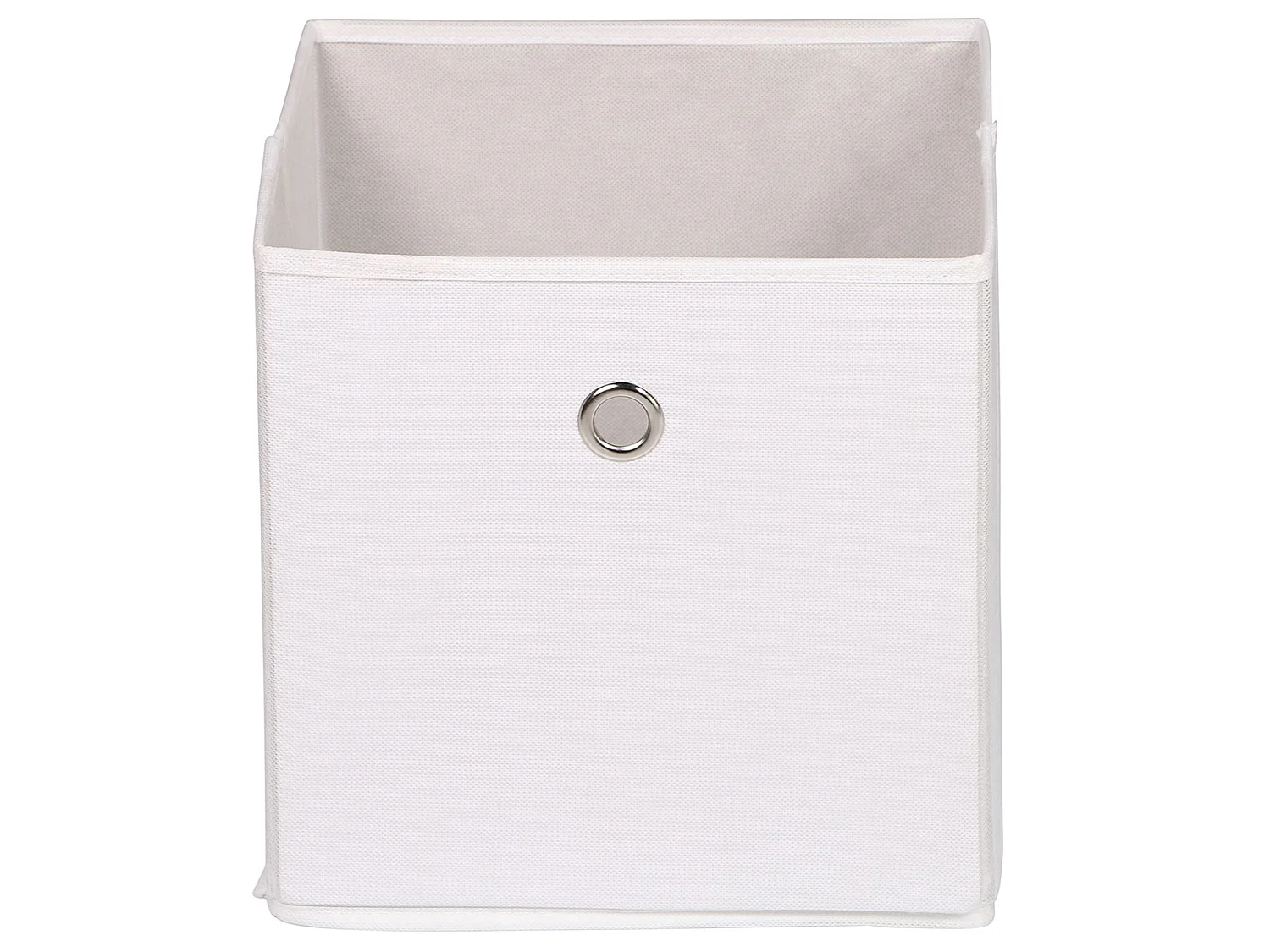 Lot de 2 boites en tissu blanc ELA boîte de rangement ouverte avec poignée dim 27 x 27 x 27 cm, pour linge jouets vêtements