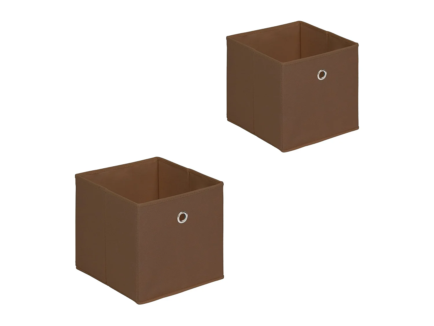 Lot de 2 boites en tissu brun ELA boîte de rangement ouverte avec poignée dim 27 x 27 x 27 cm, pour linge jouets vêtements