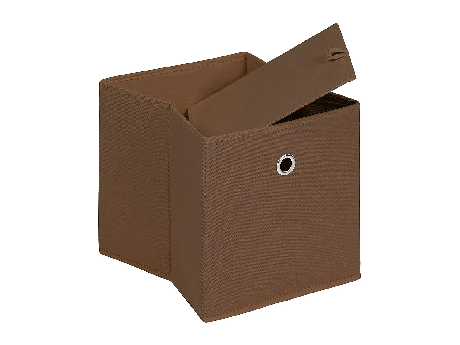 Lot de 2 boites en tissu brun ELA boîte de rangement ouverte avec poignée dim 27 x 27 x 27 cm, pour linge jouets vêtements