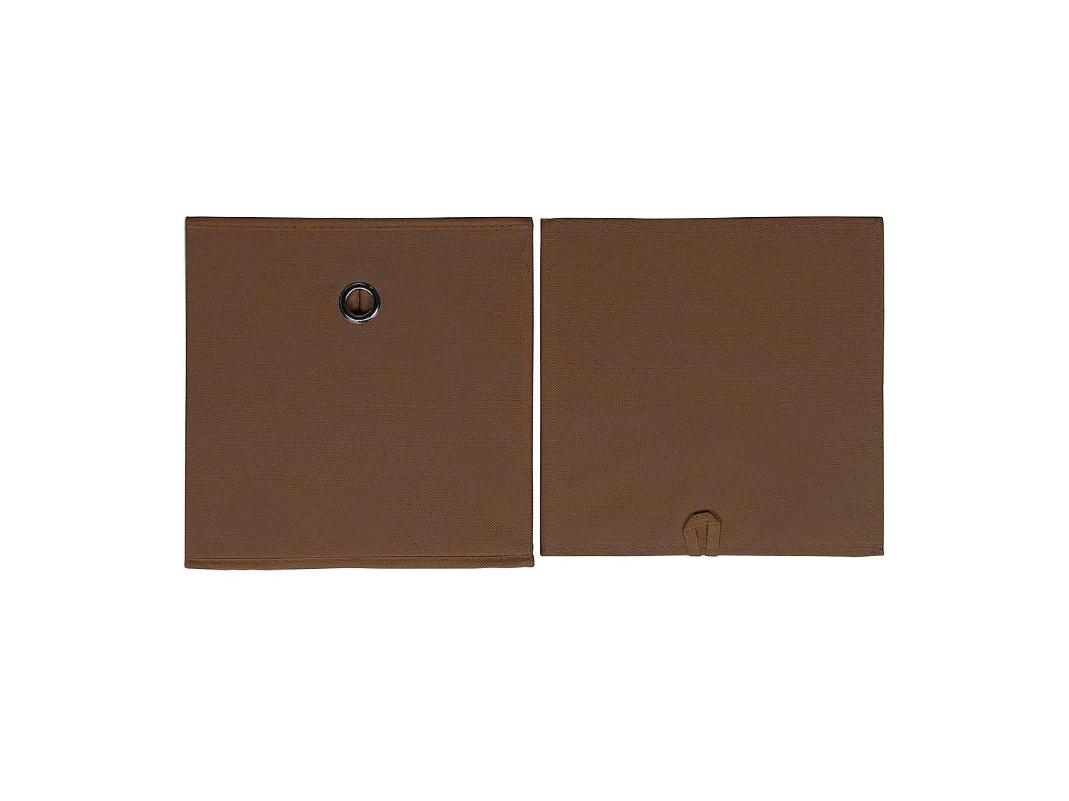 Lot de 2 boites en tissu brun ELA boîte de rangement ouverte avec poignée dim 27 x 27 x 27 cm, pour linge jouets vêtements