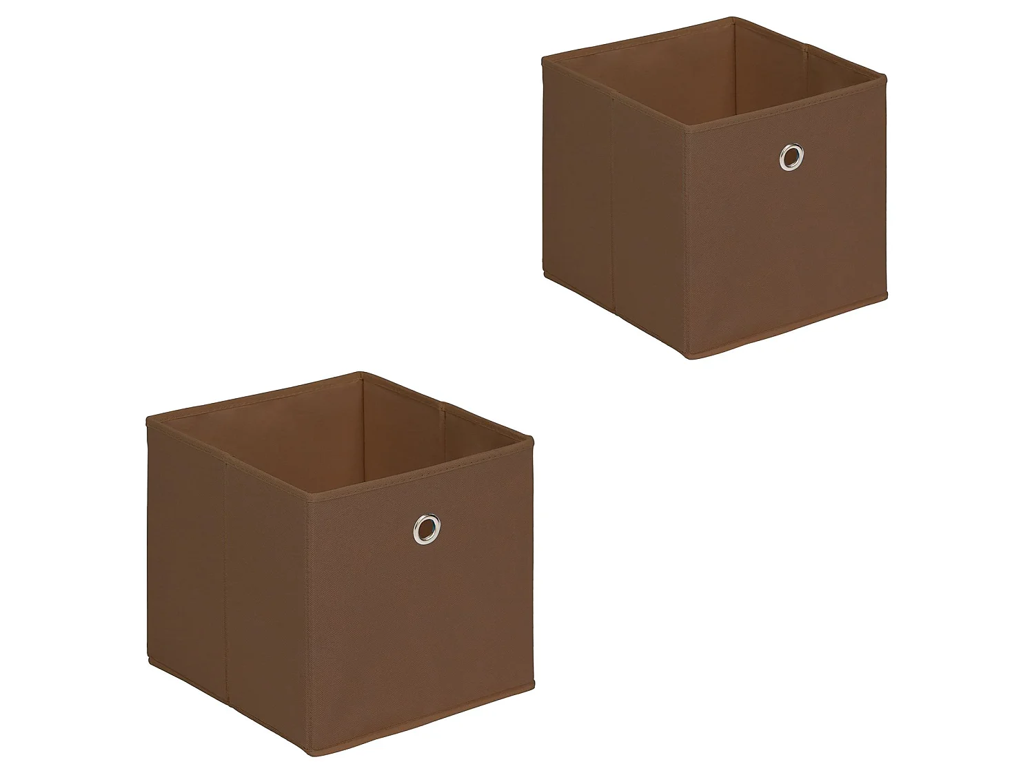 Lot de 2 boites en tissu brun ELA boîte de rangement ouverte avec poignée dim 27 x 27 x 27 cm, pour linge jouets vêtements
