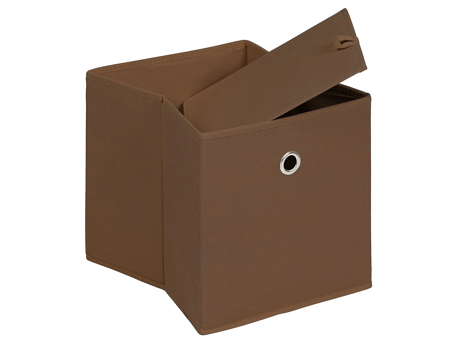 Lot de 2 boites en tissu brun ELA boîte de rangement ouverte avec poignée dim 27 x 27 x 27 cm, pour linge jouets vêtements