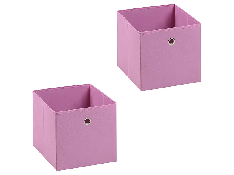 Lot de 2 boites en tissu rose ELA boîte de rangement ouverte avec poignée dim 27 x 27 x 27 cm, pour linge jouets vêtements