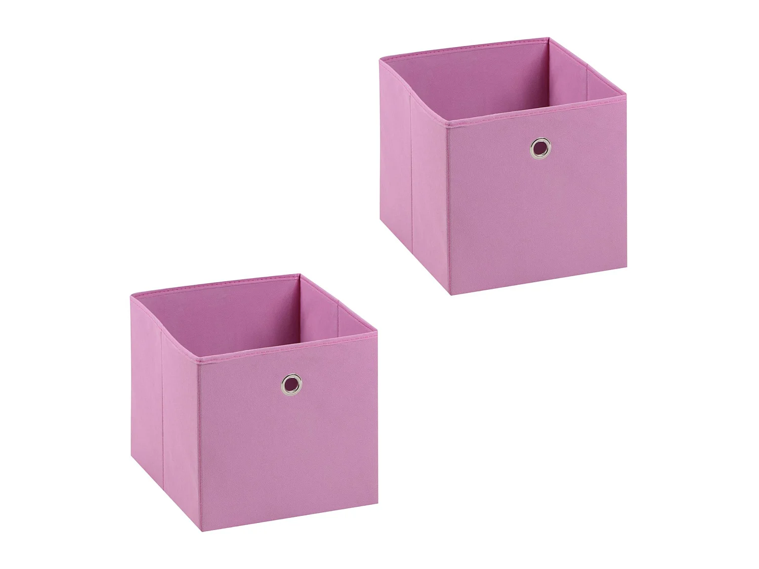 Lot de 2 boites en tissu rose ELA boîte de rangement ouverte avec poignée dim 27 x 27 x 27 cm, pour linge jouets vêtements