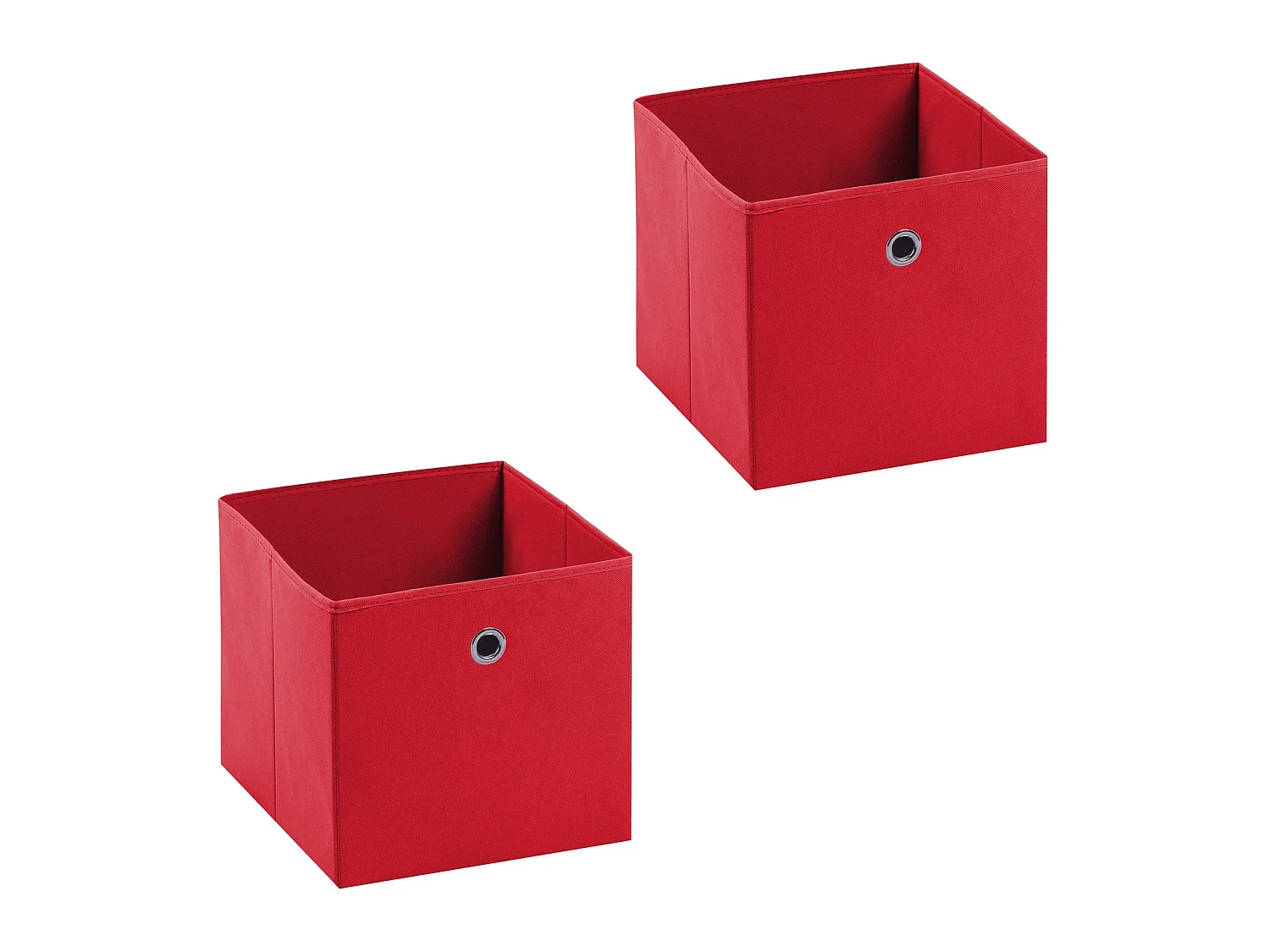 Lot de 2 boites en tissu rouge ELA boîte de rangement ouverte avec poignée dim 27 x 27 x 27 cm, pour linge jouets vêtements