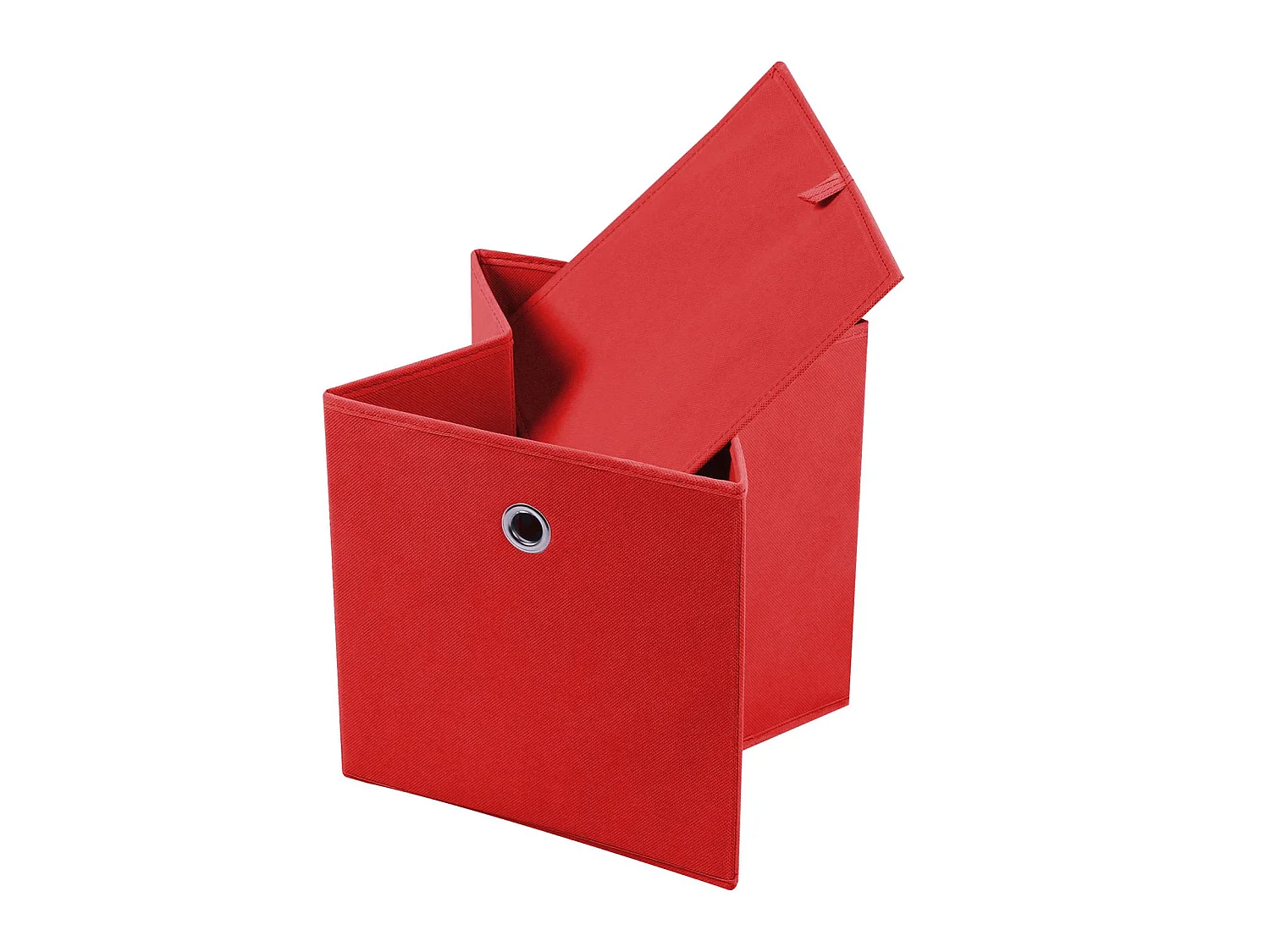 Lot de 2 boites en tissu rouge ELA boîte de rangement ouverte avec poignée dim 27 x 27 x 27 cm, pour linge jouets vêtements
