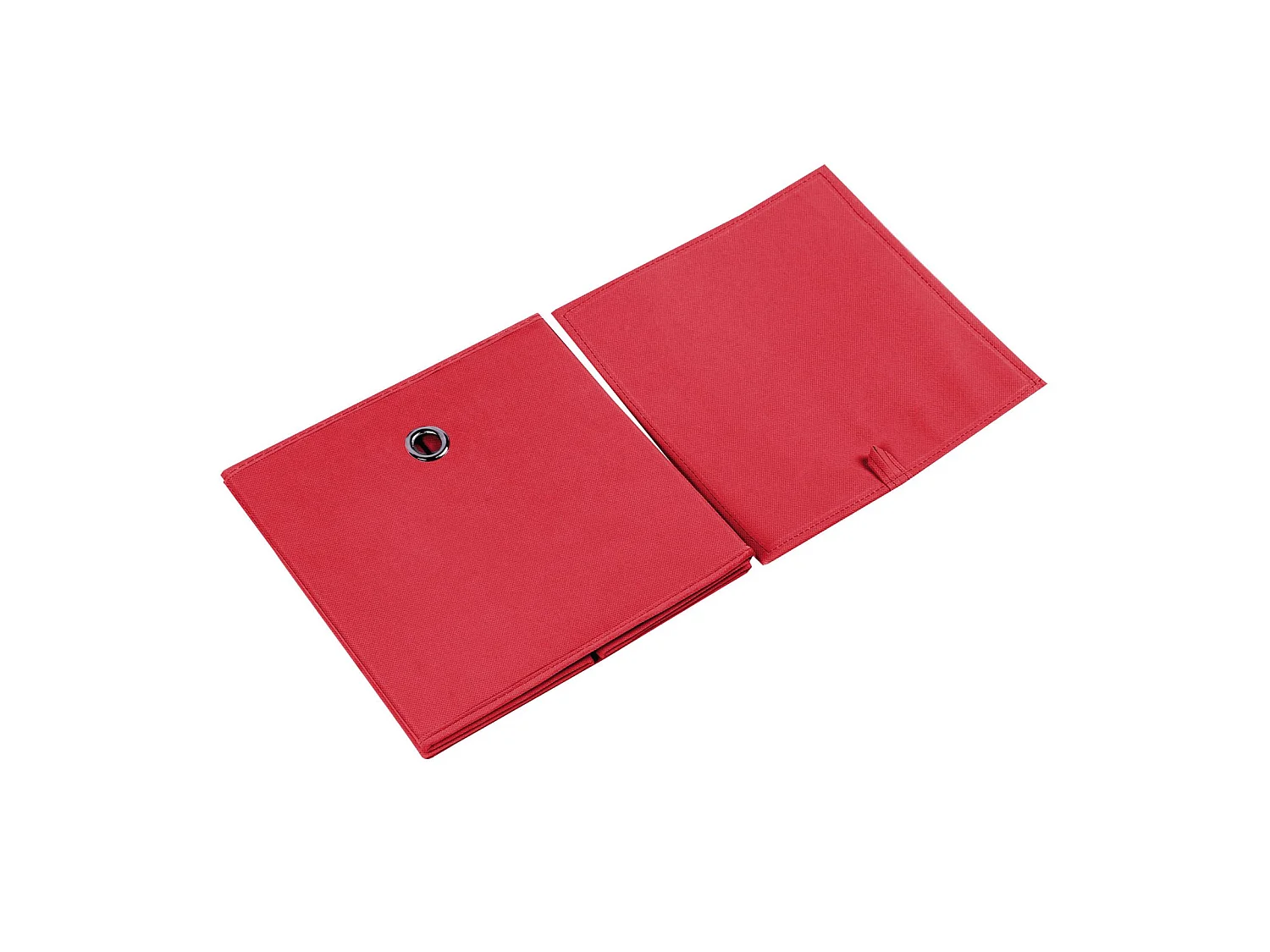 Lot de 2 boites en tissu rouge ELA boîte de rangement ouverte avec poignée dim 27 x 27 x 27 cm, pour linge jouets vêtements
