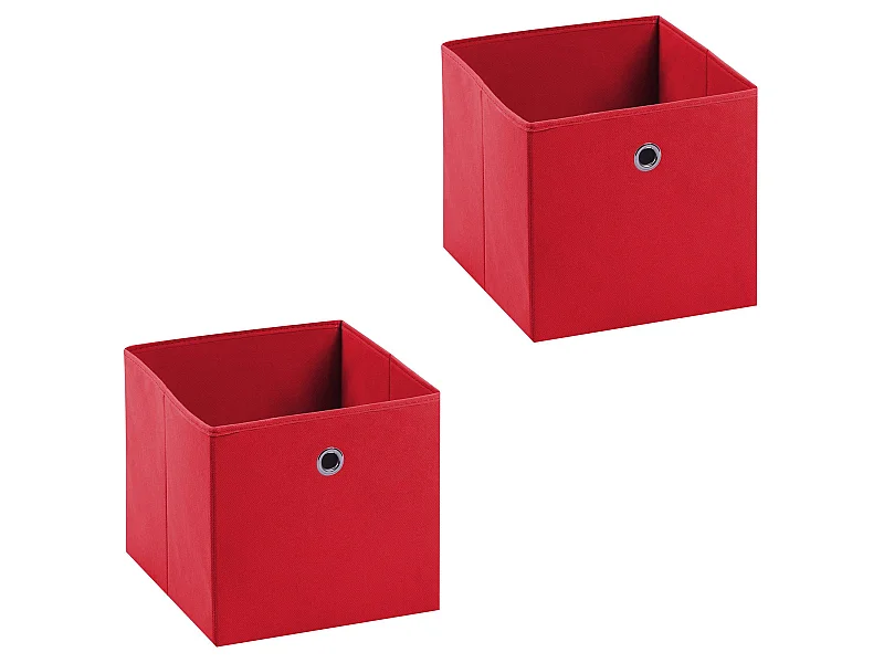 Lot de 2 boites en tissu rouge ELA boîte de rangement ouverte avec poignée dim 27 x 27 x 27 cm, pour linge jouets vêtements