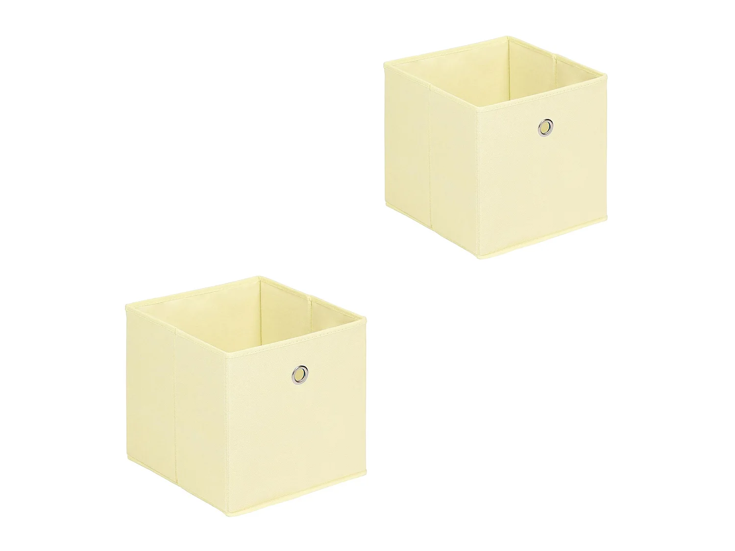 Lot de 2 boites en tissu beige ELA boîte de rangement ouverte avec poignée dim 27 x 27x x27 cm, pour linge jouets vêtements